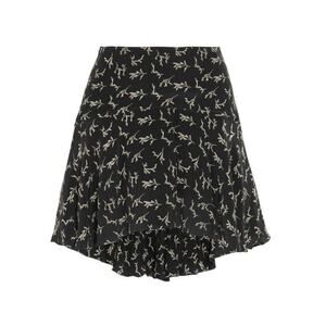 Mes Demoiselles Frikette Black Silk Printed Mini Skirt